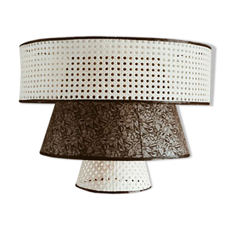 Large triple lampshade in cannage