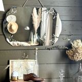 Grand miroir biseauté et gravé années 40