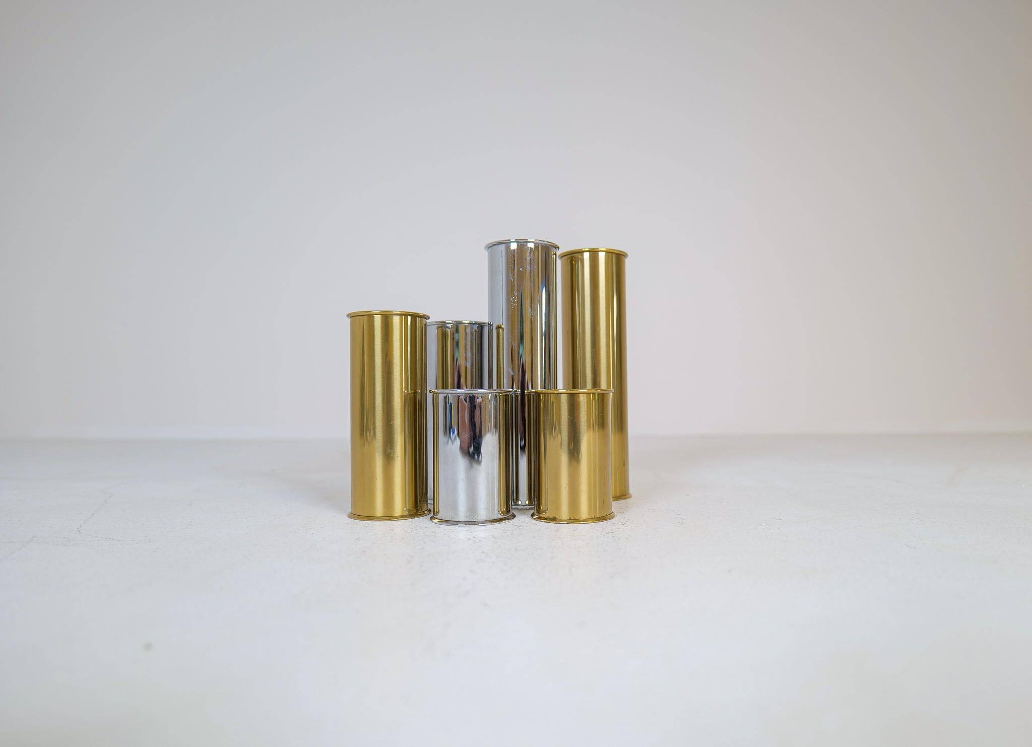 Modern Swedish candle holders in brass and steel, Englesson, Sweden, 1970s