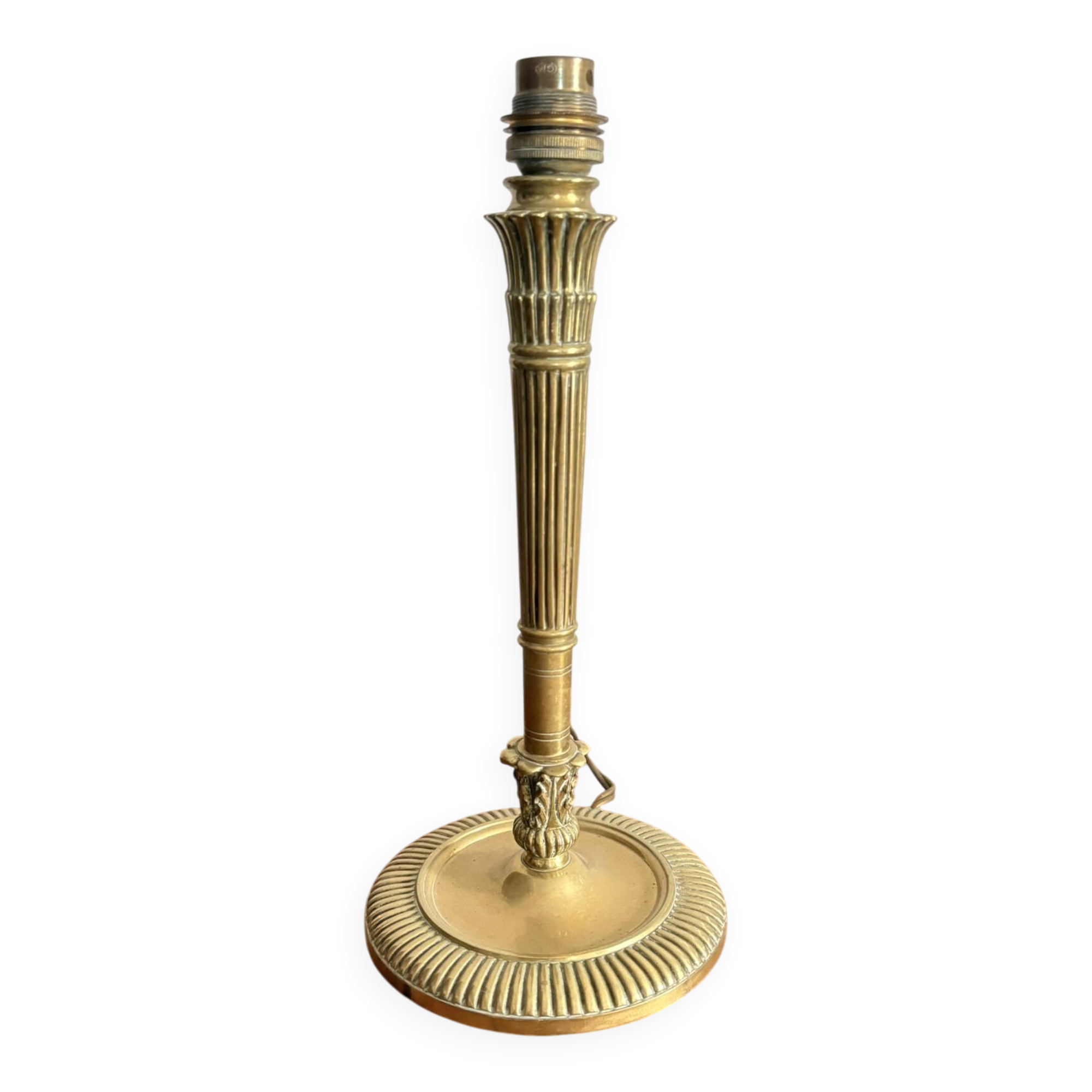 Antique Column Torchère Lamp Brass Chiseled Louis XVI Style