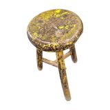 Primitive wooden tripod stool / height 52 cm