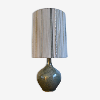 Glazed stoneware lamp wool lampshade 70s