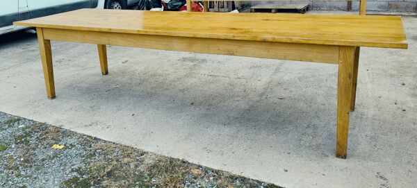 Duo table de ferme XXL 320 cm chêne pieds fuseaux