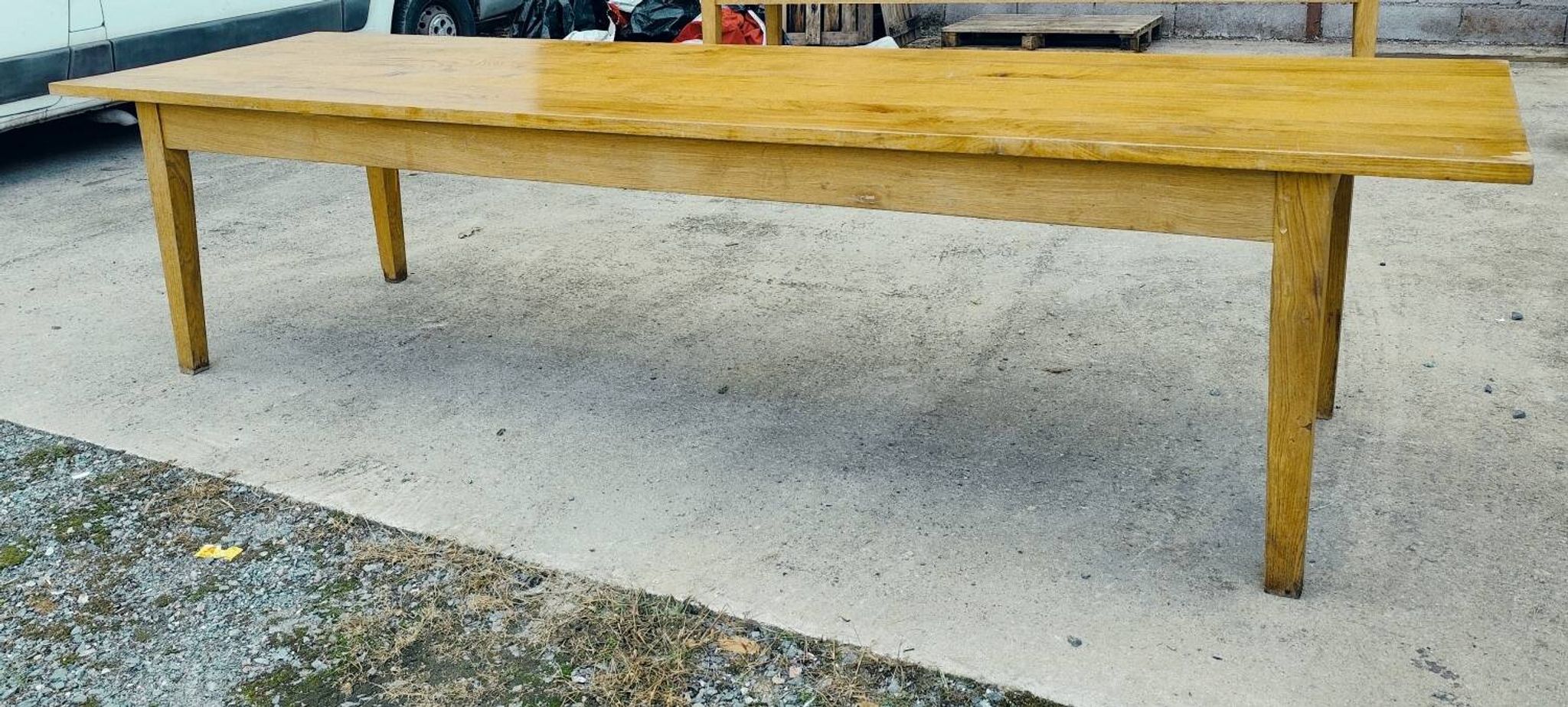 Duo table de ferme XXL 320 cm chêne pieds fuseaux