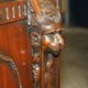 Partner desk with two carved columns featuring lion heads, according to Thomas Chippendale, restored.