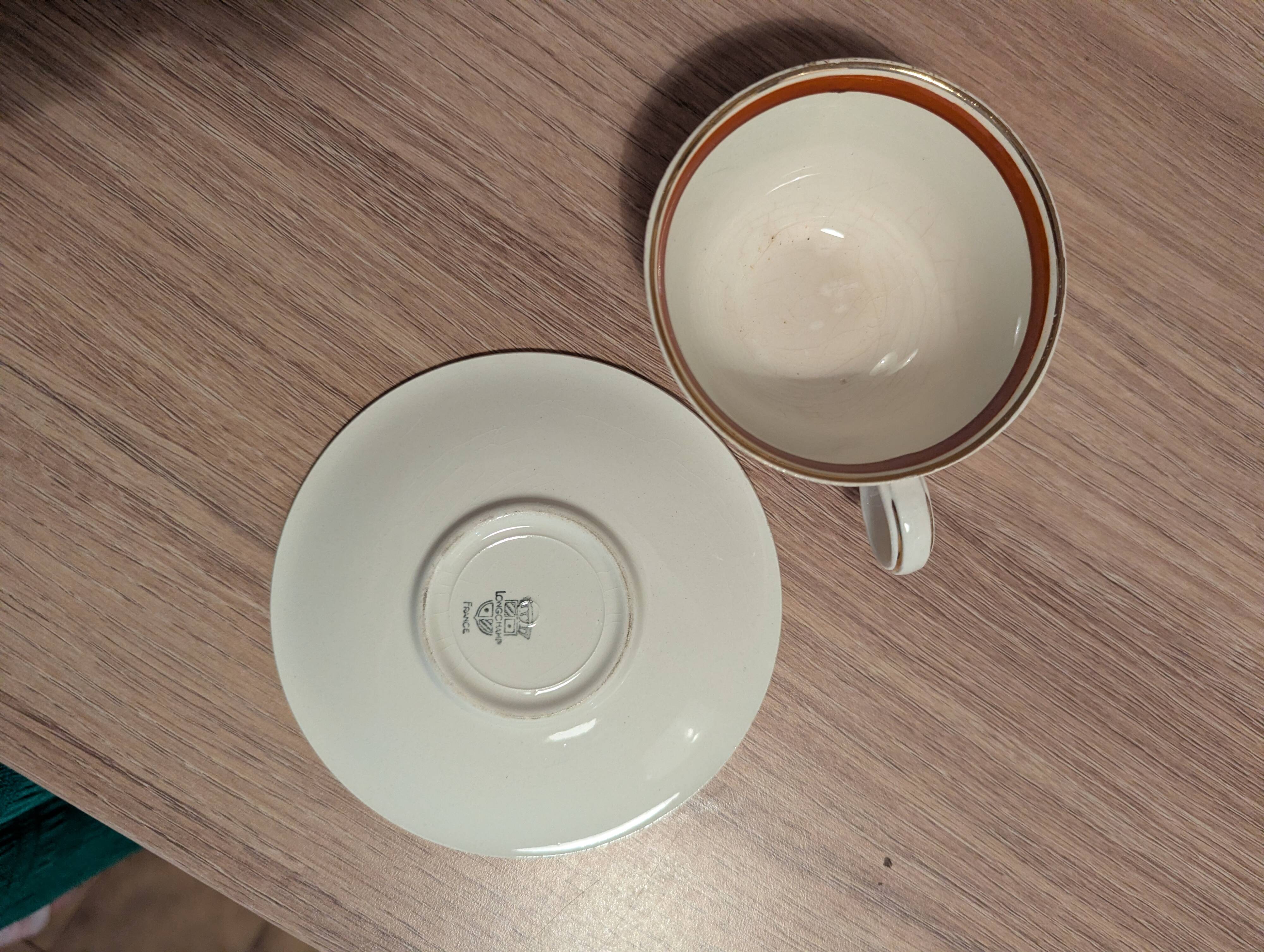 Large Longchamp set in France in earthenware Tea service, serving pieces
