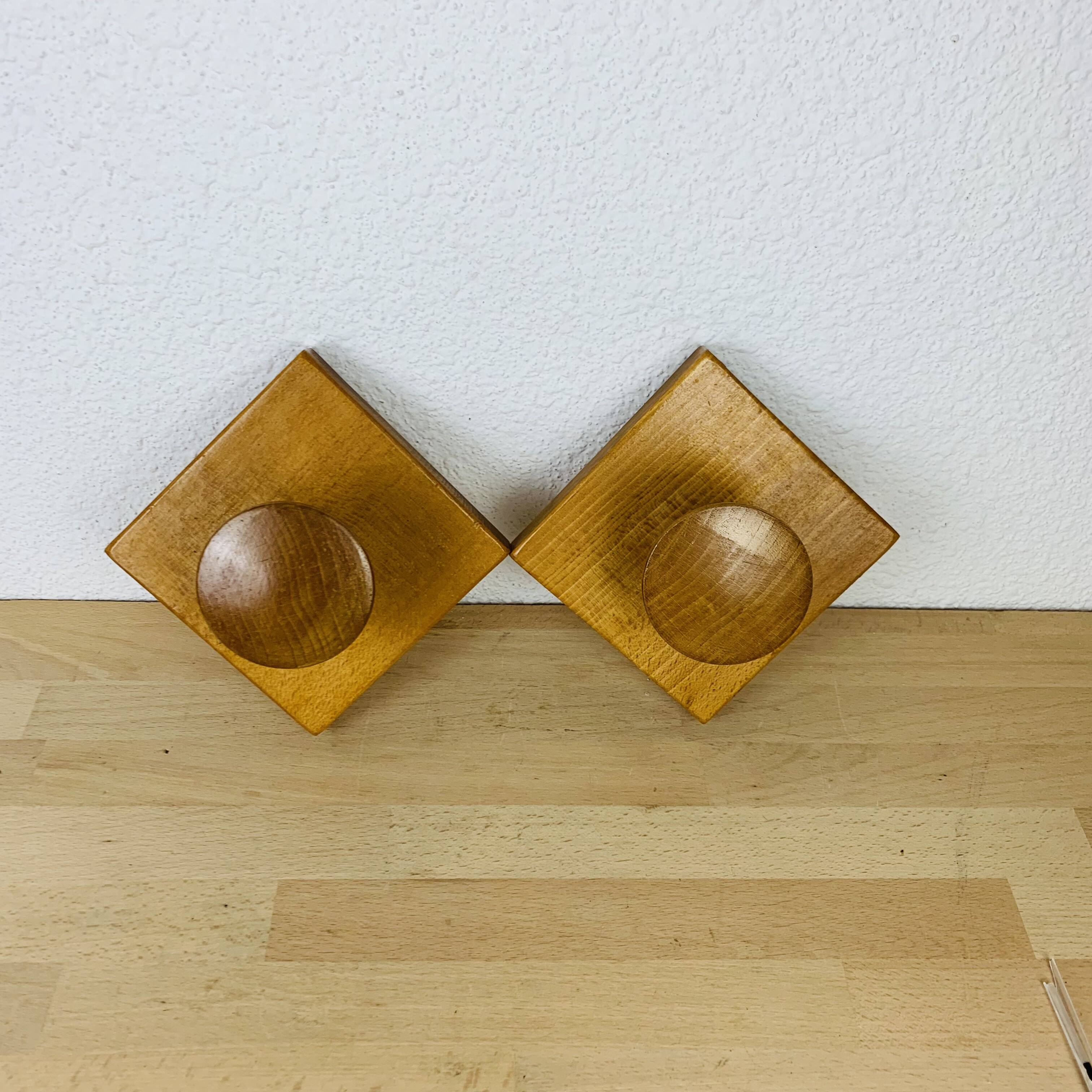 Pair of wooden hooks, wall coat rack