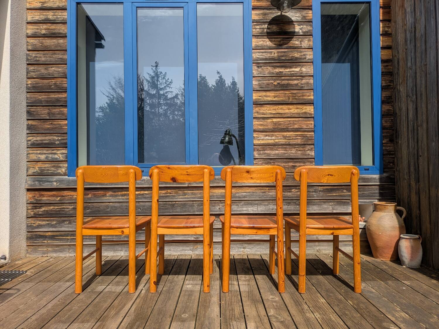 4 solid pine chairs by Rainer Daumiller - 1970s