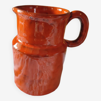 Pitcher vase in orange stoneware