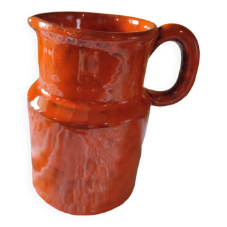 Pitcher vase in orange stoneware