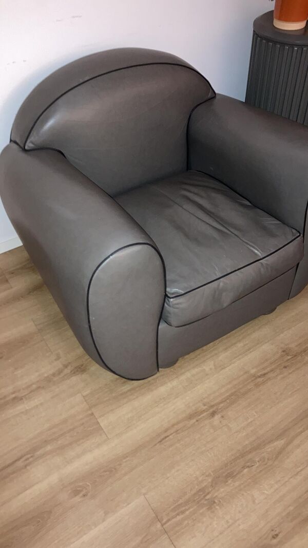 fauteuil en cuir gris 1 place