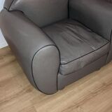 1-seat grey leather armchair