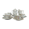 Service à thé six tasses porcelaine de Limoges décor floral