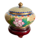 Antique Box Pot Lid Cloisonné Chinese Peony Jewellery Cosmetic