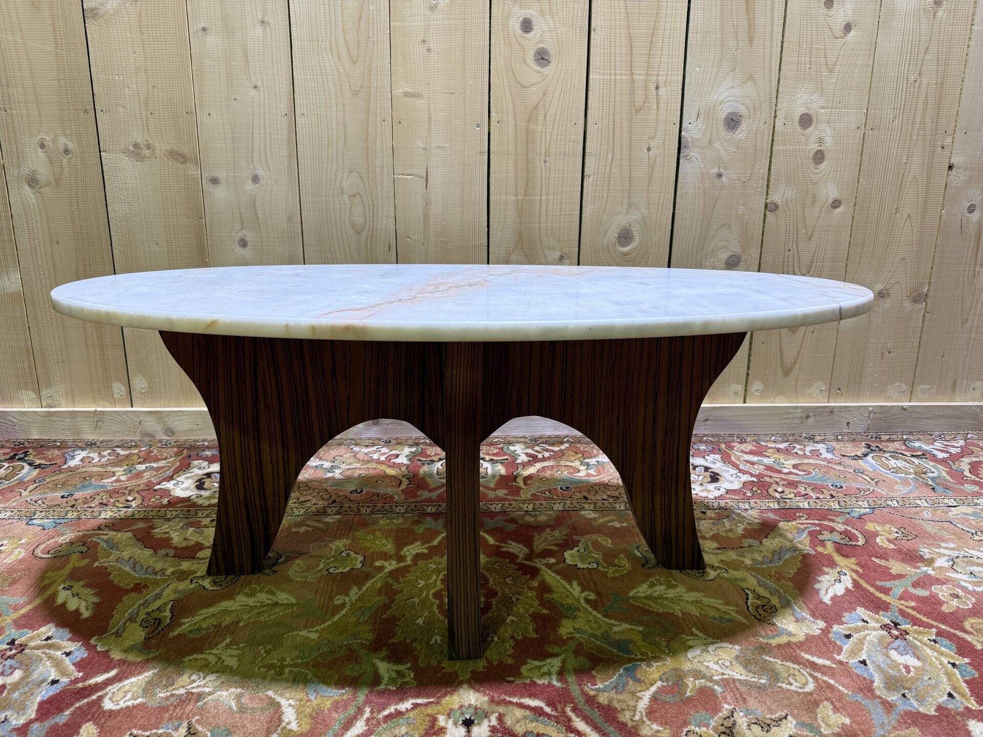 Scandinavian style coffee table in marble and zebrawood