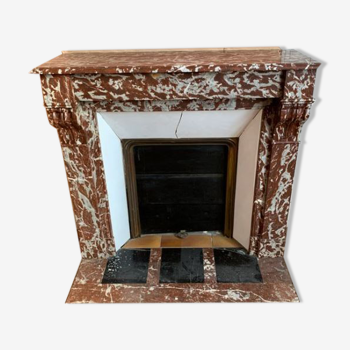 Red marble fireplace with modillon Napoleon III, mid-nineteenth