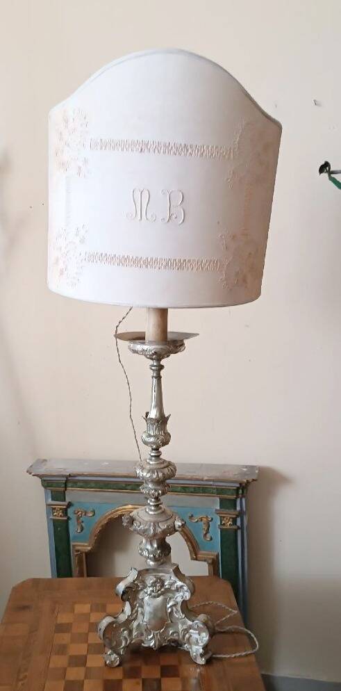 Antique Silver Metal Chandelier, Lamp