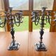 Pair candelabras in silvered bronze
