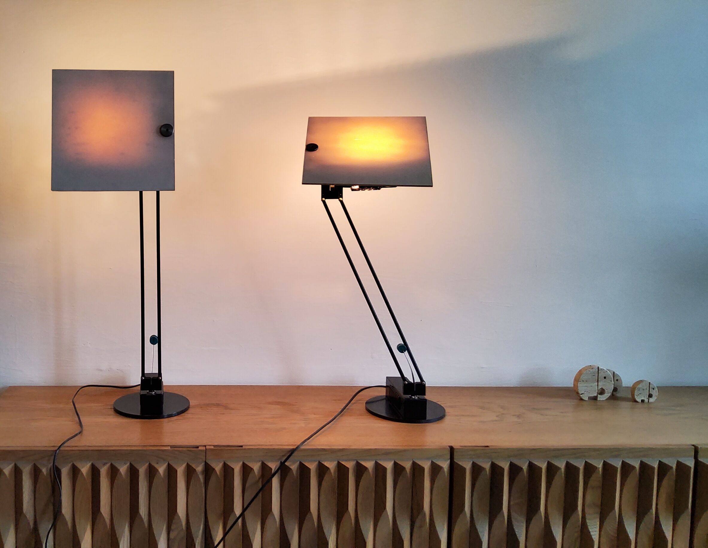 Pair of vintage w&o model lamps by Ketoff for aluminor, 1980s