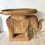 Vintage elephant rattan table