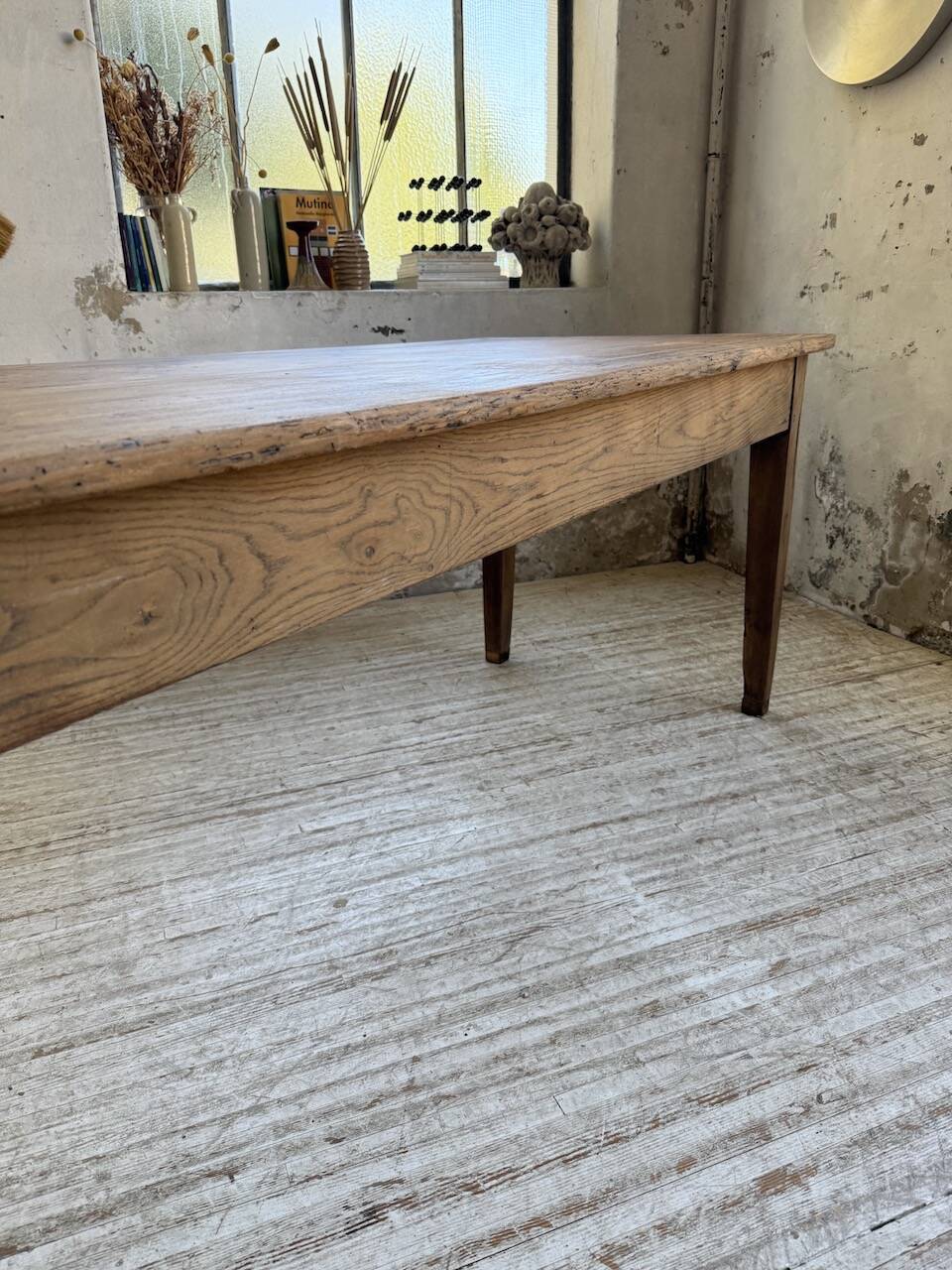 Pine and oak + walnut farmhouse table 1950
