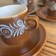 Vintage coffee service in brown stoneware from the 1970s.