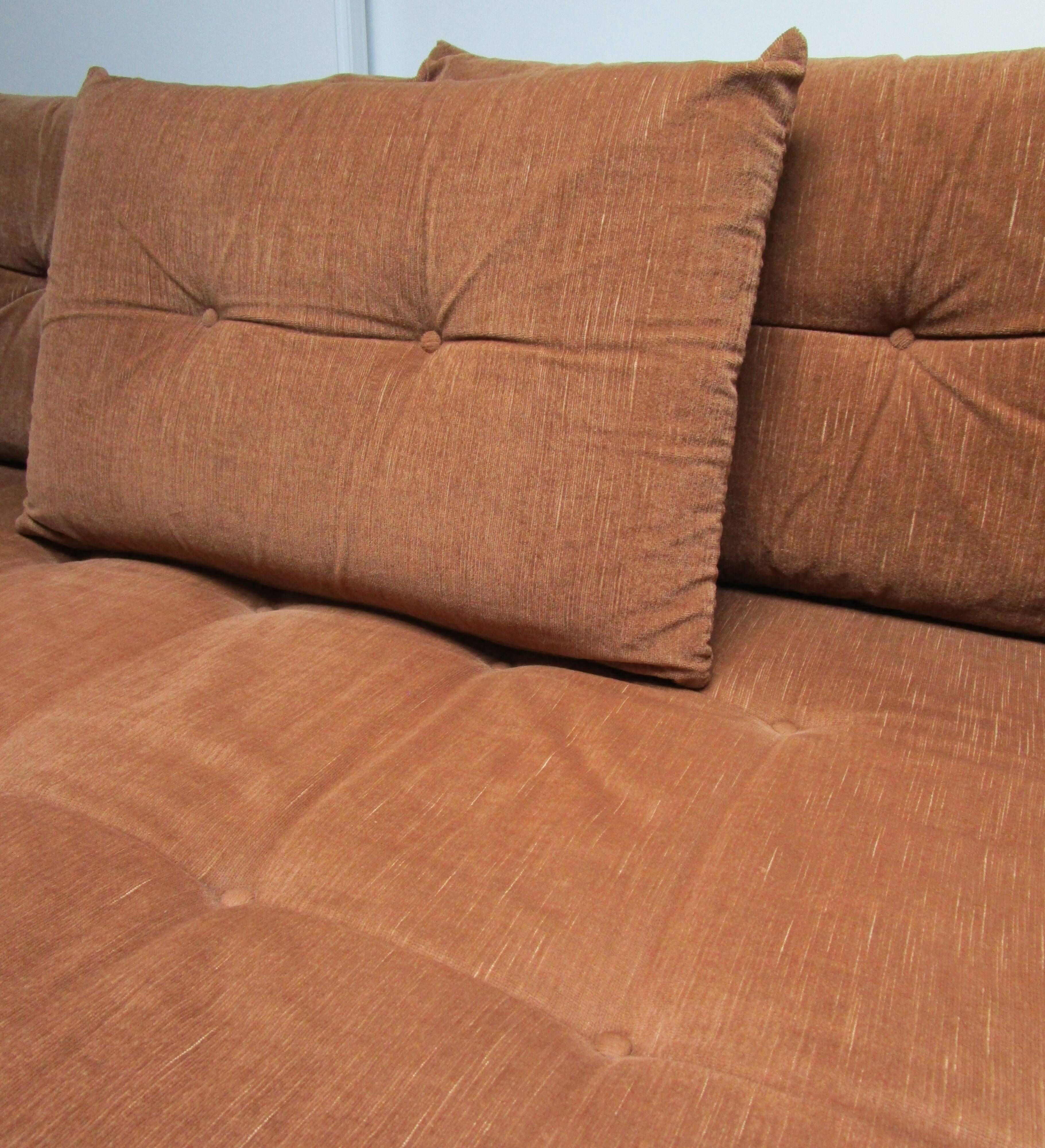 Steiner velvet chocolate sofa, 70s