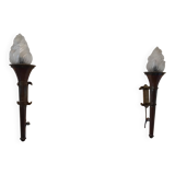 Pair of Flambeaux wall lights from the 50s/60s