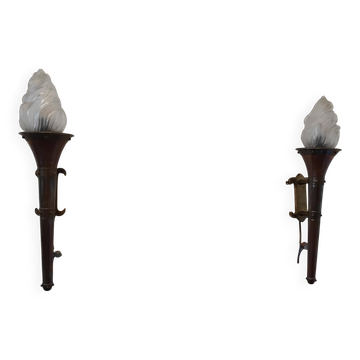 Pair of Flambeaux wall lights from the 50s/60s