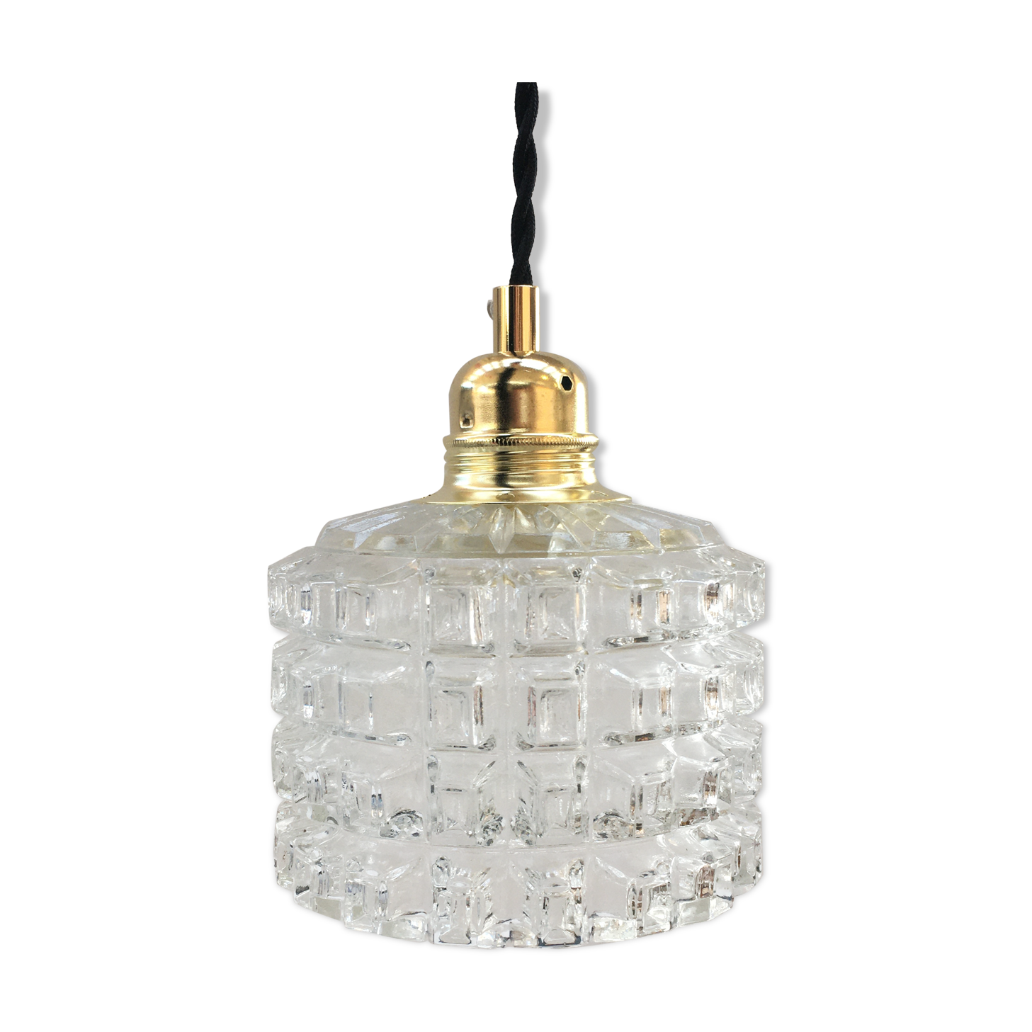 Vintage molded glass pendant lamp