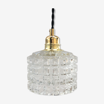 Vintage molded glass pendant lamp