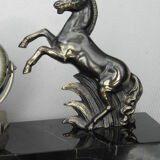 Perpetual calendar art deco horse figurine in marble