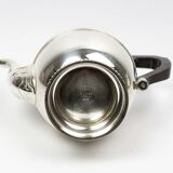 Silver-plated metal coffee pot Ercuis — decorated with bead friezes, ebony handle.