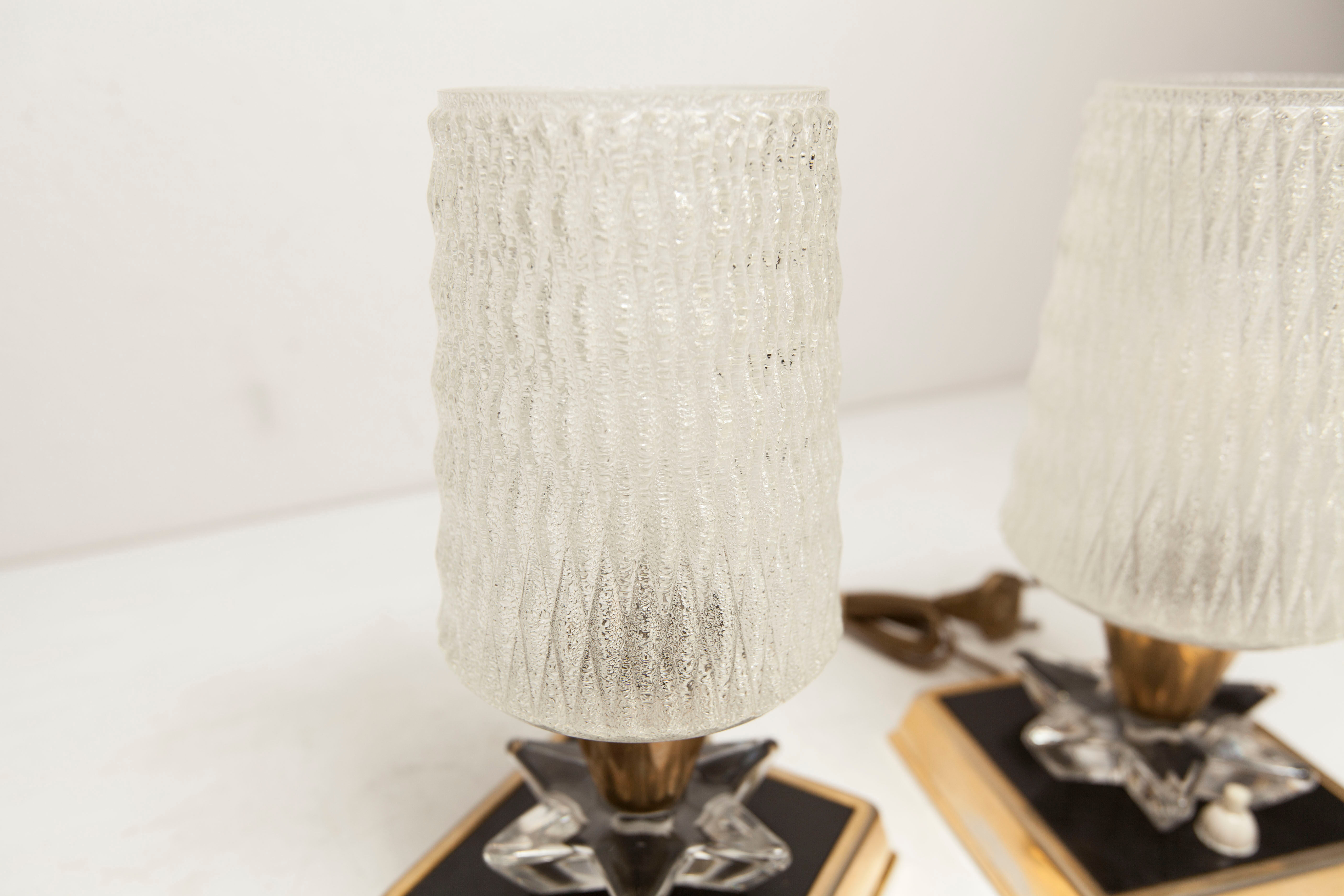 Paire de lampes de chevet 1960 laiton verre etoile