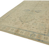 Hand-knotted anatolian vintage 1970s 263 cm x 348 cm beige wool carpet