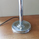 Art deco lamp in chromed metal and frosted glass
