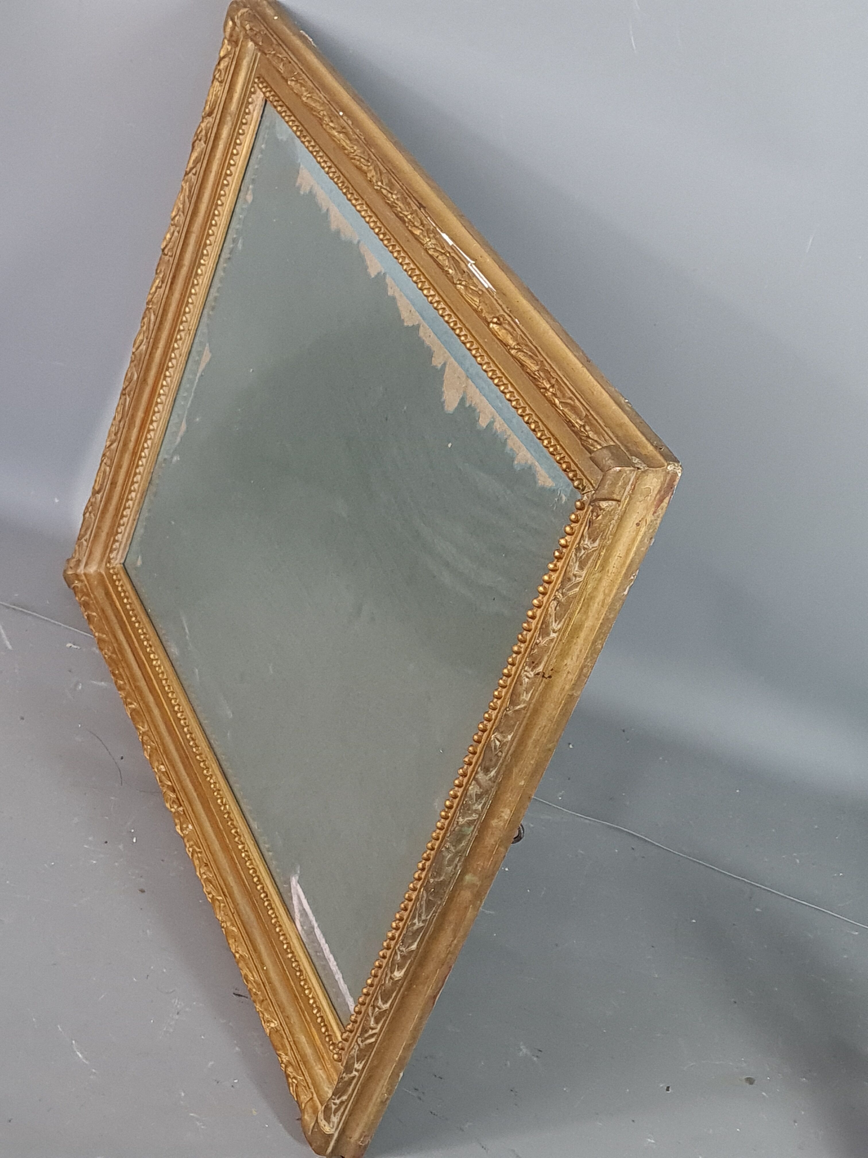 Old frame with keys, gilded stucco wood, pearl frieze 46x38 cm, foliage 40.3x32.1 cm + SB glass