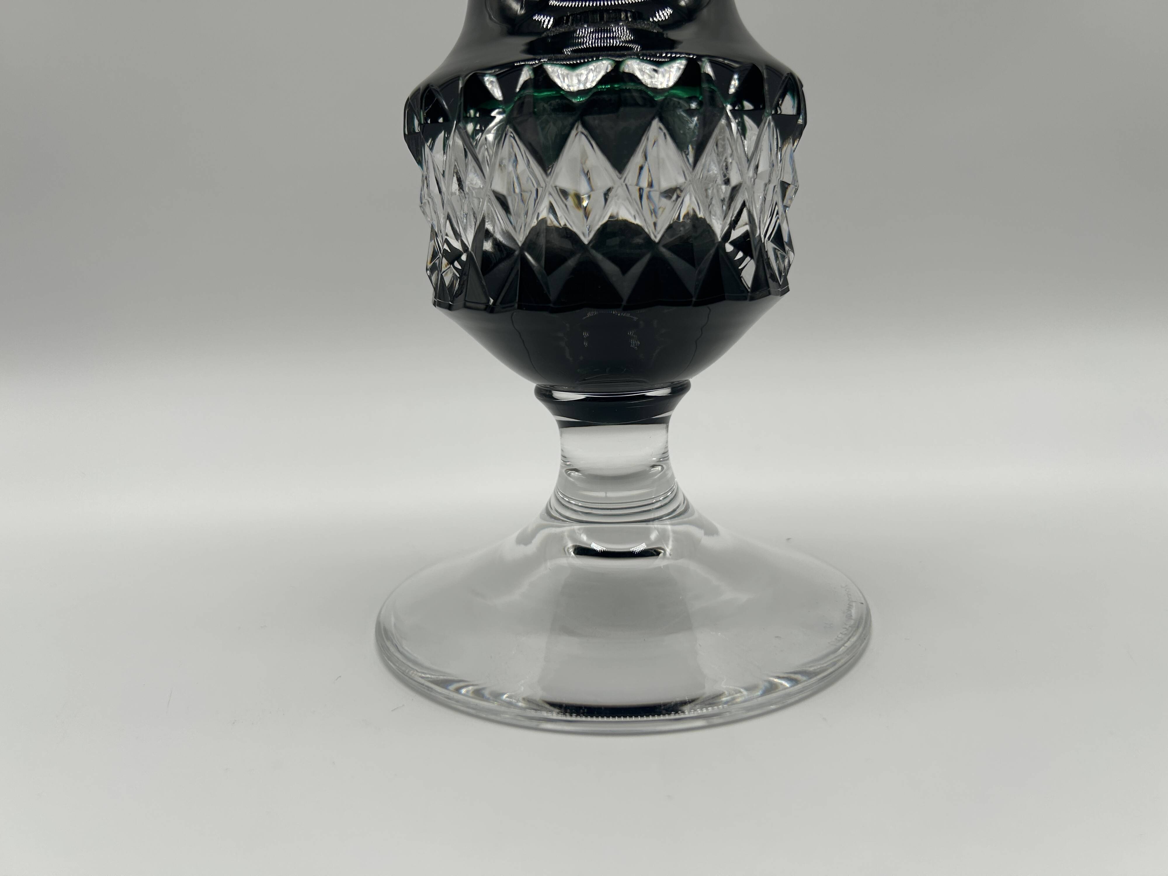Val Saint-Lambert crystal vase, cut and lined in green