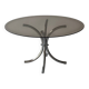 Table basse métal chromé et verre fumé 1970