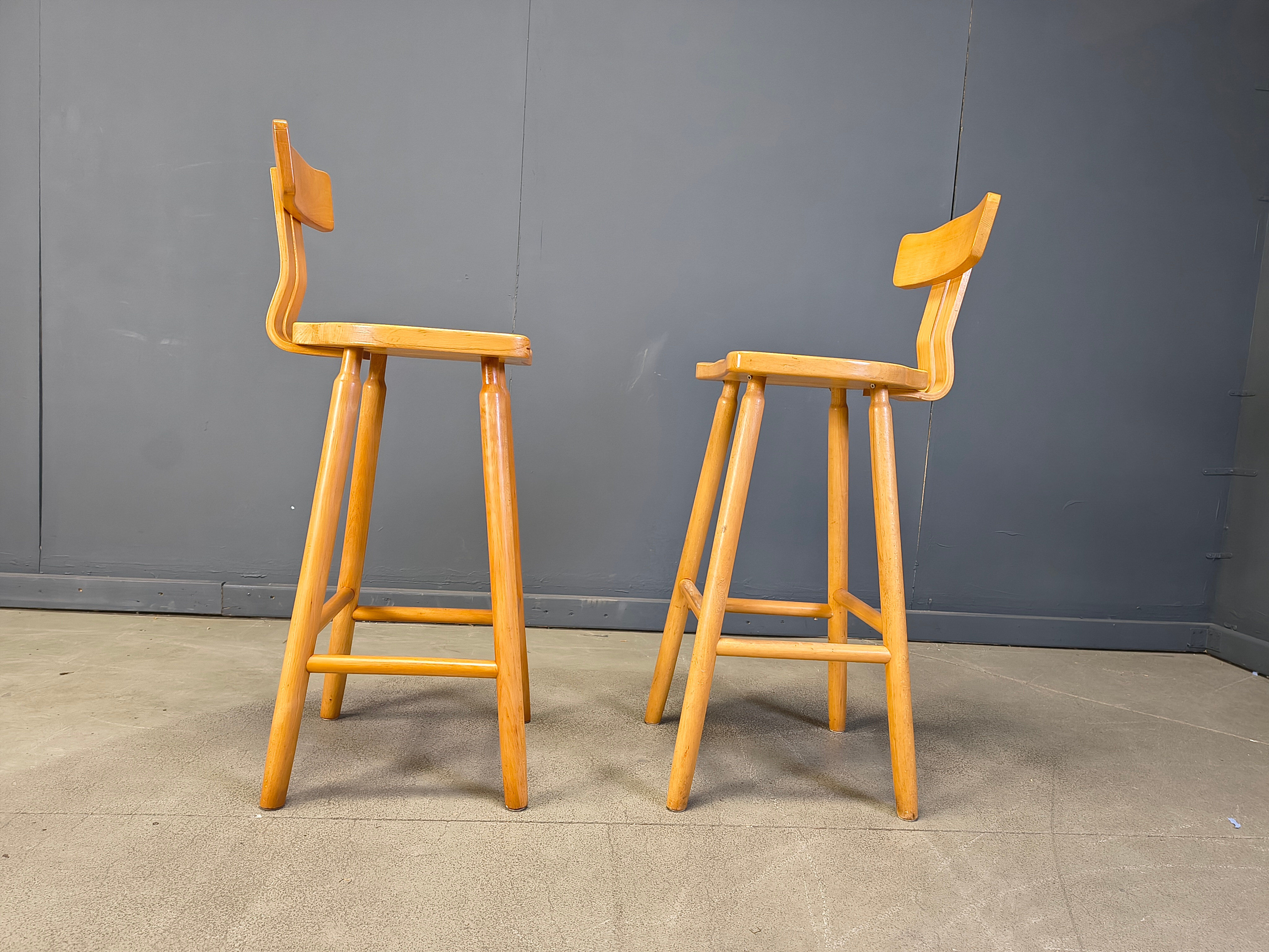 Brutalist 1960s bar stools, set of 6.