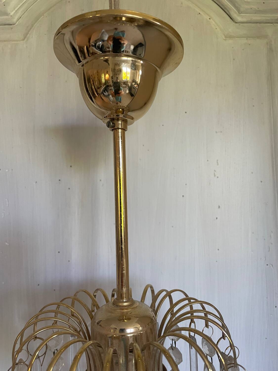 Murano glass and gold metal pendant light