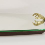 Scultpural Brass Hand Mid-Century Wall Mirror, Italy, 1950s