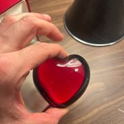 Baccarat red heart “amor” in crystal, stamped paperweight
