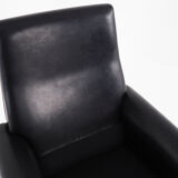 Black leather armchair, Danish design, 1970s, production: Denmark