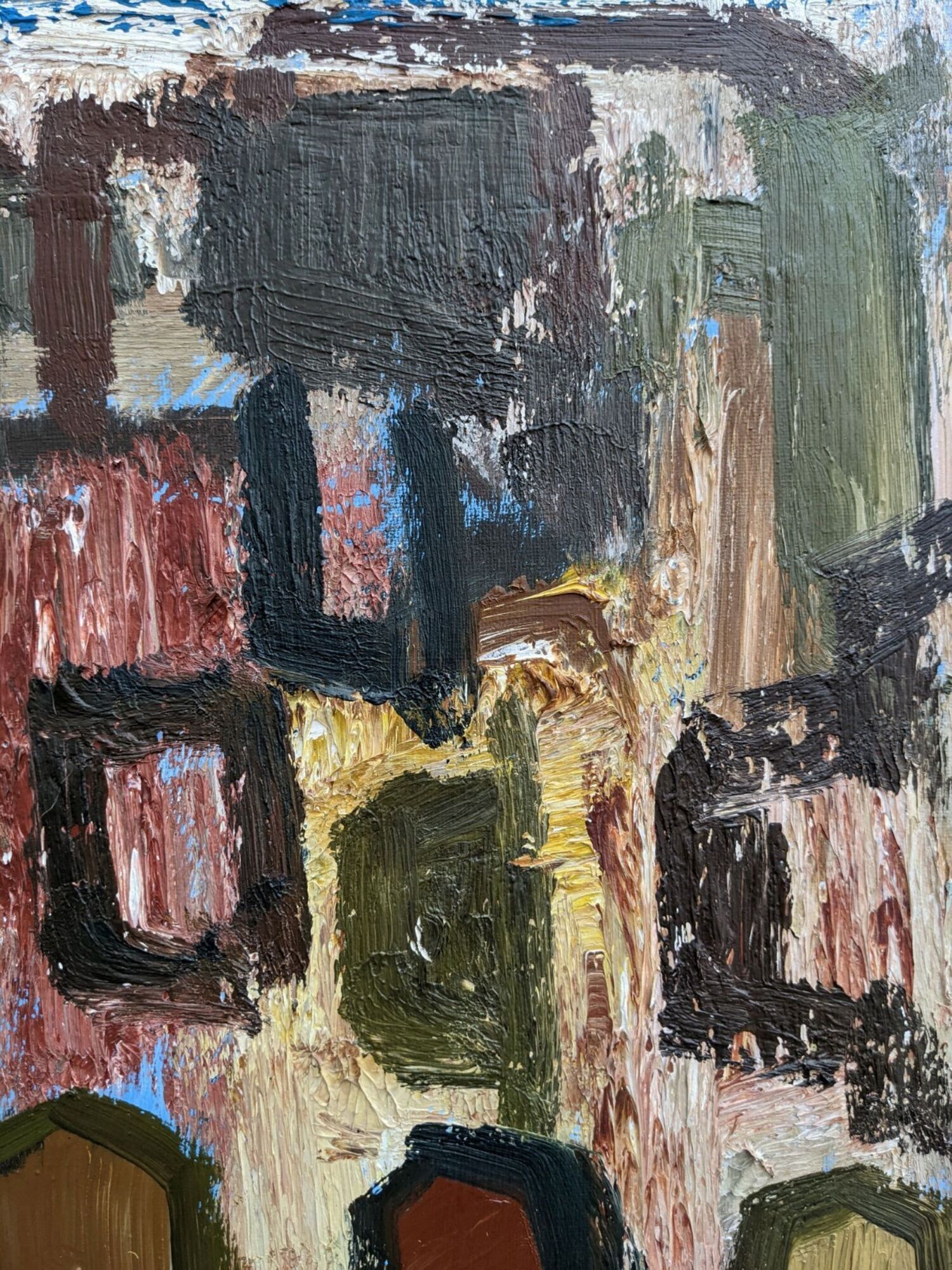 Mid-Century Modern "Meet" Vintage Swedish Figurative Oil Painting, Framed