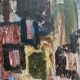 Mid-Century Modern "Meet" Vintage Swedish Figurative Oil Painting, Framed