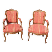 Pair of Louis XV style Cabriolet armchairs