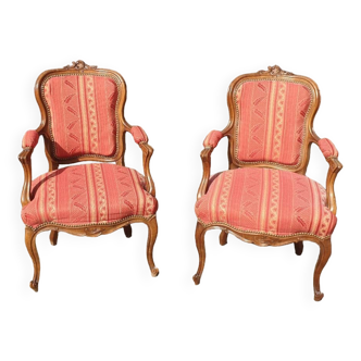 Pair of Louis XV style Cabriolet armchairs