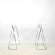 Triangular chrome trestle table
