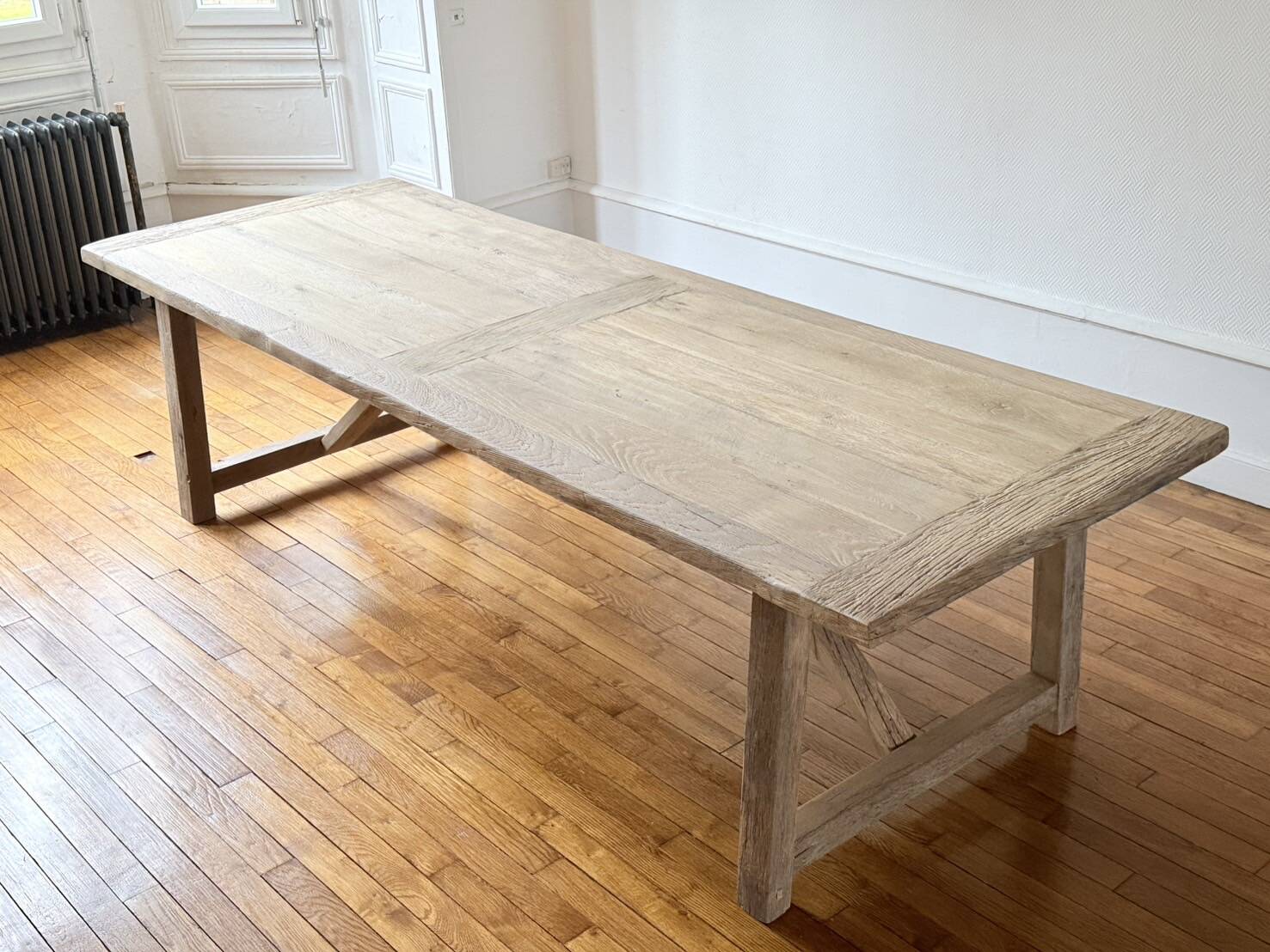 Farm table in solid old oak - Millau 250 by 100 cm